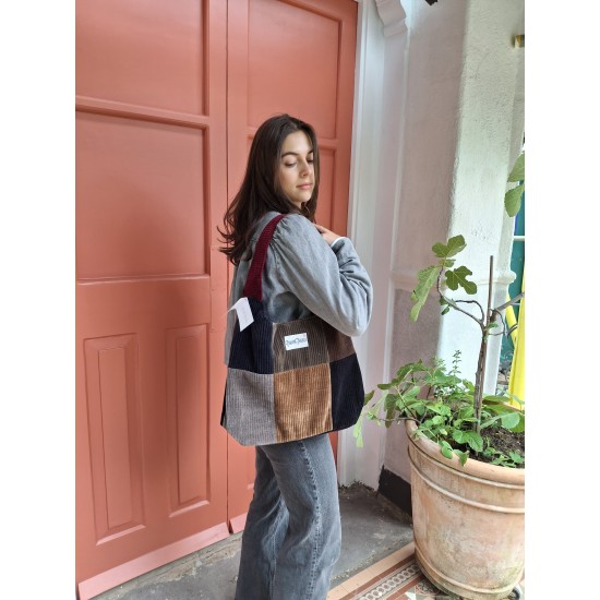 Corduroy Hobo Patchwork Shoulder Bag Corduroy Hobo Patchwork Shoulder Bag
